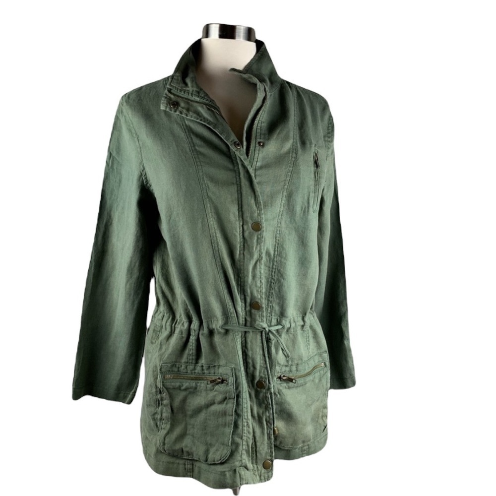 Artisanny Olive Green Casual Lightweight Military Jacket